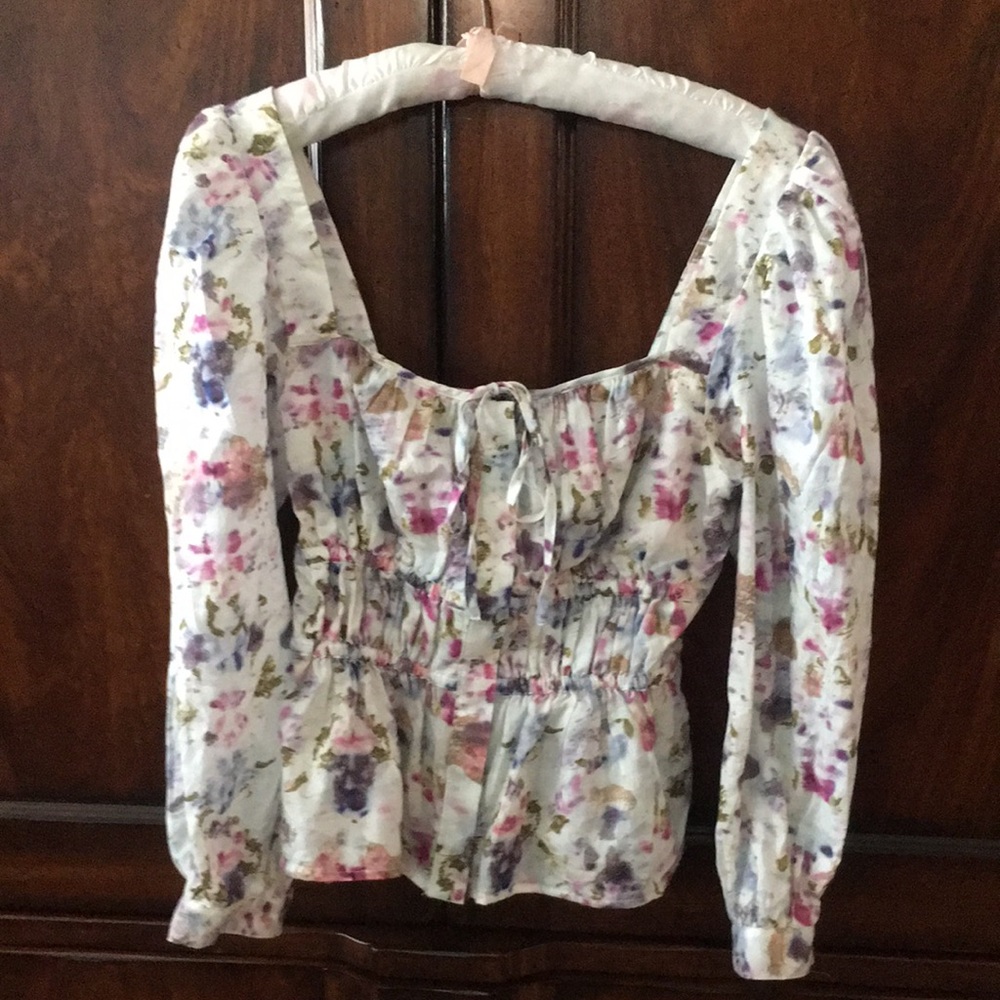 NWT JCrew floral blouse with square neckline
